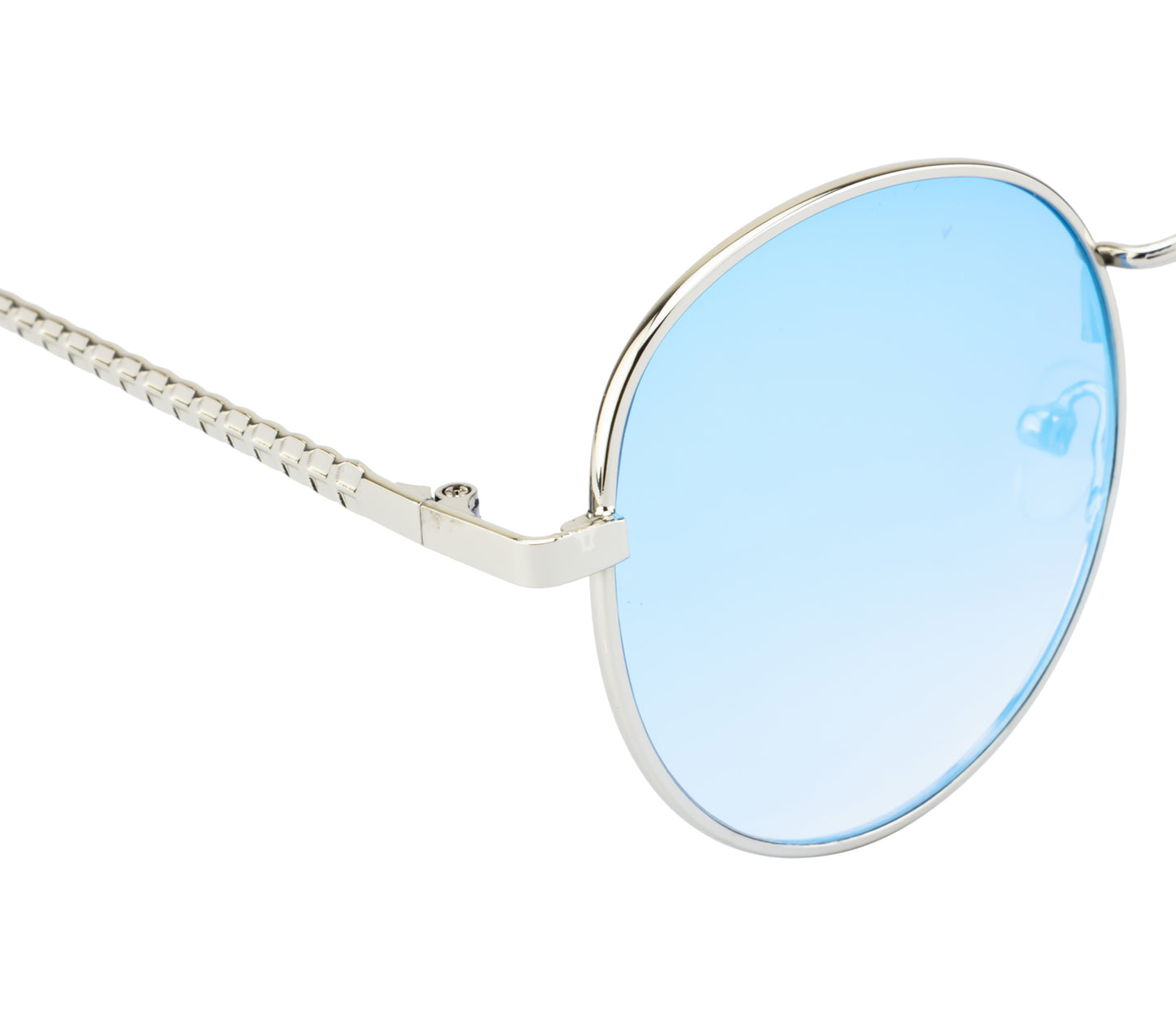 Clark N Palmer Silver Frame Sky Blue Reflective Sunglasses