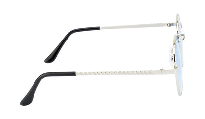 Clark N Palmer Silver Frame Sky Blue Reflective Sunglasses