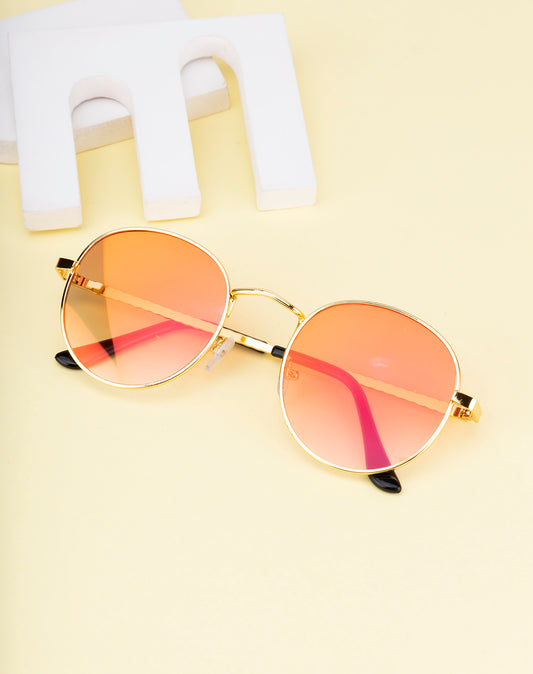 Clark N Palmer Gold Frame Sunset Pink Reflective Sunglasses