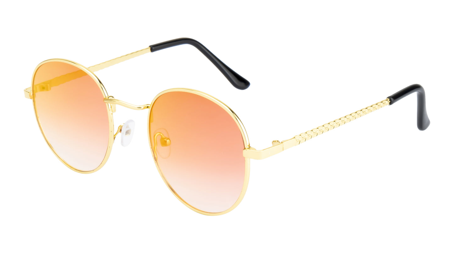 Clark N Palmer Gold Frame Sunset Pink Reflective Sunglasses