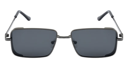 Clark N Palmer Gunmetal Frame Rectangular Black Sunglasses