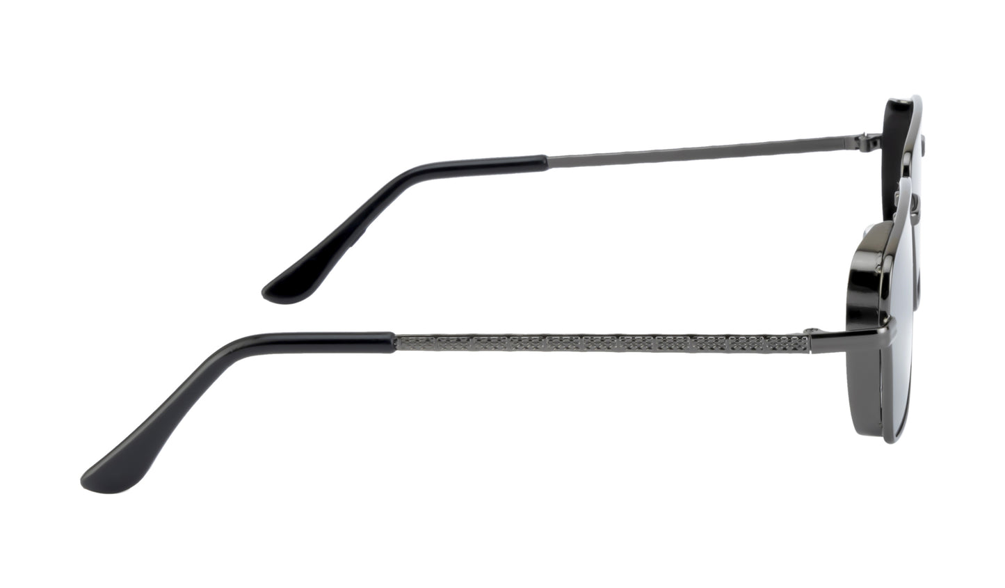 Clark N Palmer Gunmetal Frame Rectangular Black Sunglasses