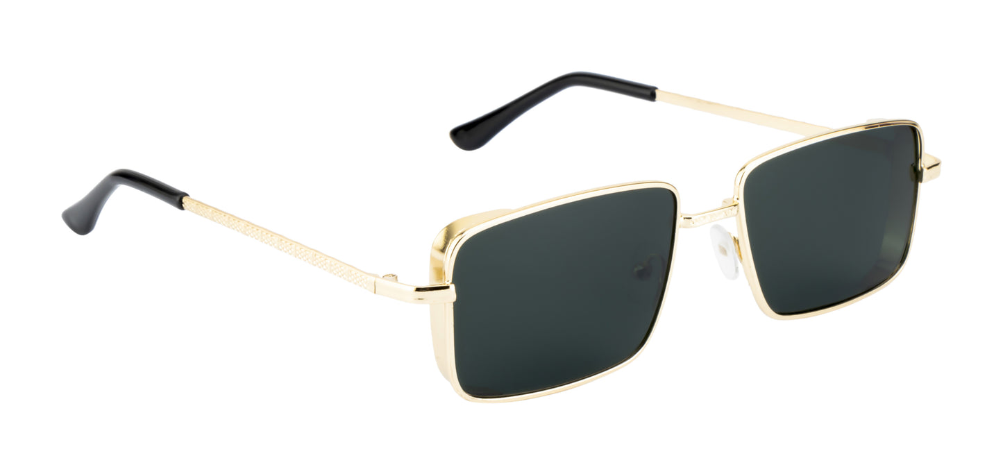 Clark N Palmer Silver Frame Rectangular Black Sunglasses