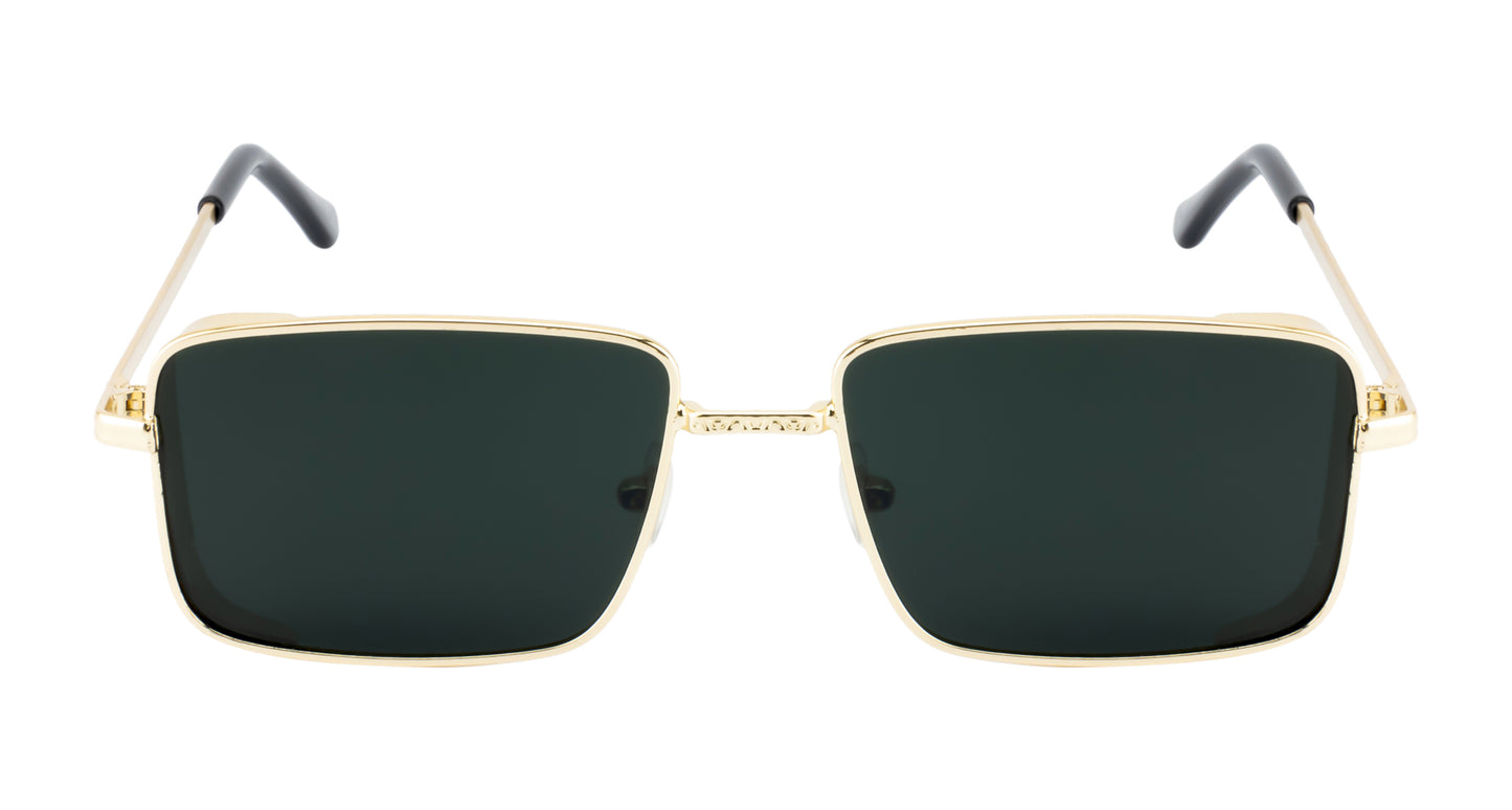 Clark N Palmer Silver Frame Rectangular Black Sunglasses