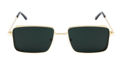 Clark N Palmer Silver Frame Rectangular Black Sunglasses