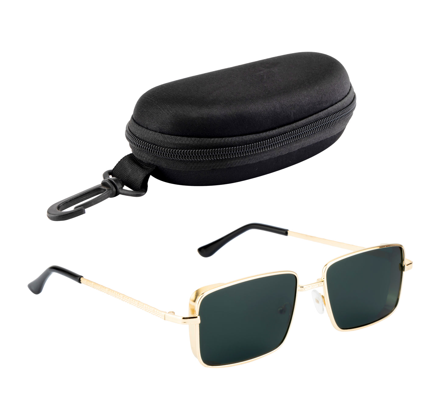 Clark N Palmer Silver Frame Rectangular Black Sunglasses