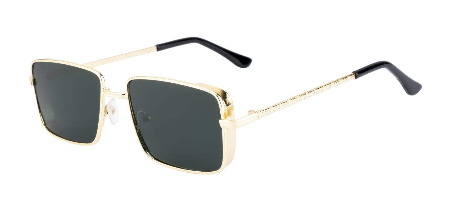 Clark N Palmer Silver Frame Rectangular Black Sunglasses