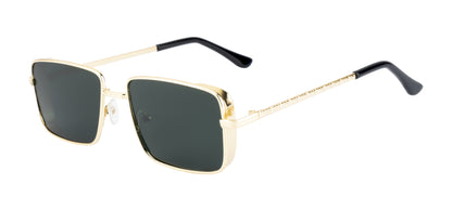 Clark N Palmer Silver Frame Rectangular Black Sunglasses