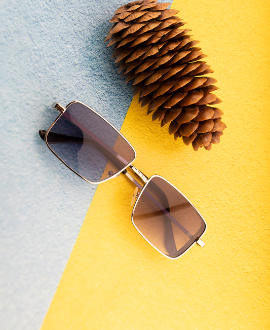 Clark N Palmer Silver Frame Rectangular Sunglasses