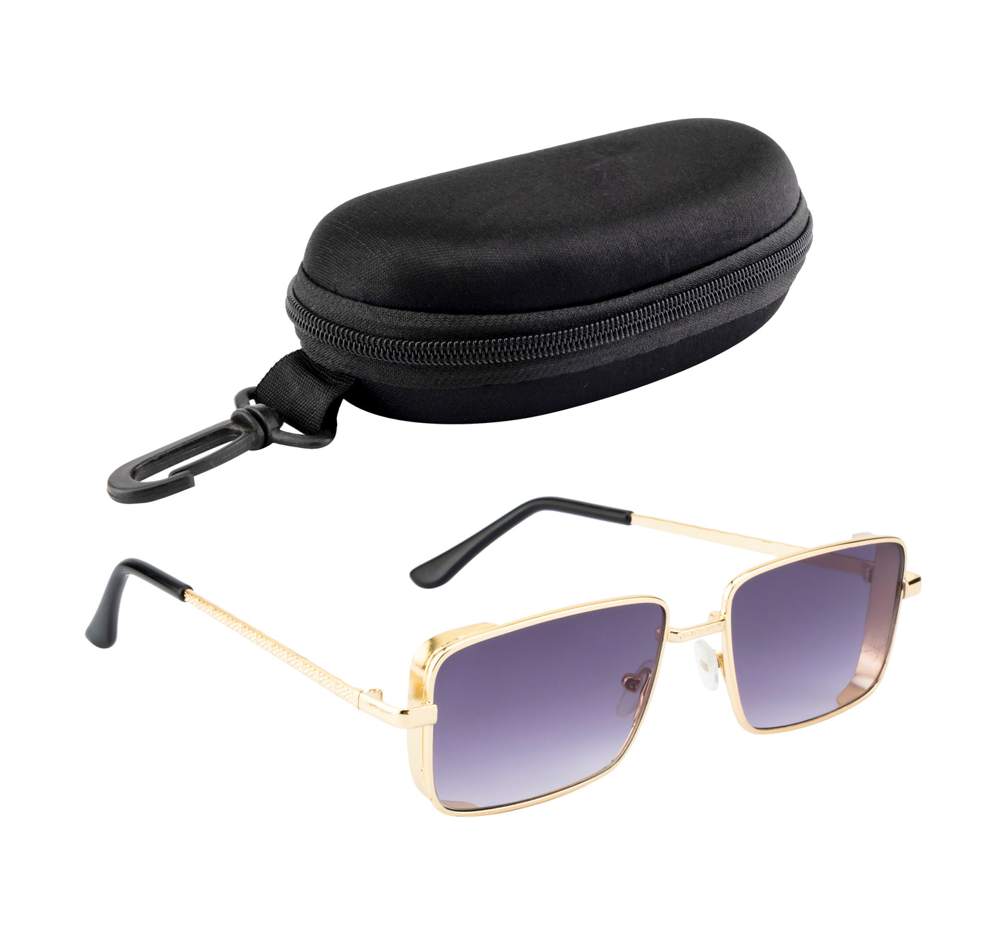 Clark N Palmer Silver Frame Rectangular Sunglasses
