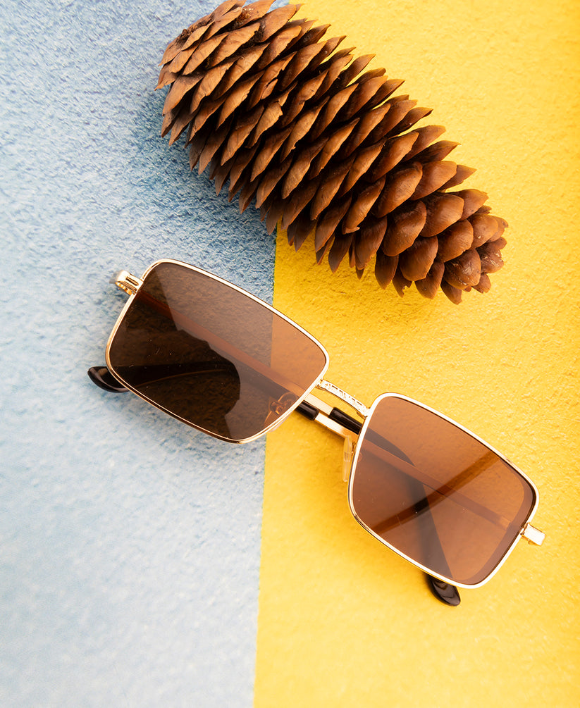 Clark N Palmer Gold Frame Rectangular Sunglasses – ClarknPalmer