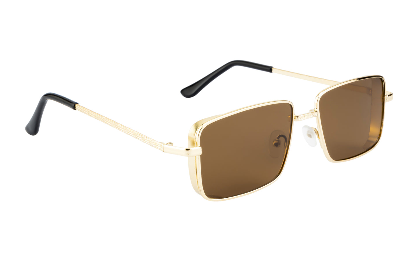 Clark N Palmer Gold Frame Rectangular Sunglasses