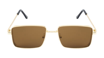 Clark N Palmer Gold Frame Rectangular Sunglasses