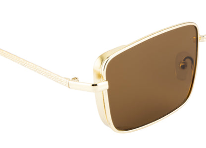 Clark N Palmer Gold Frame Rectangular Sunglasses