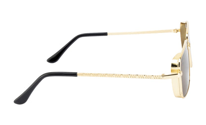 Clark N Palmer Gold Frame Rectangular Sunglasses