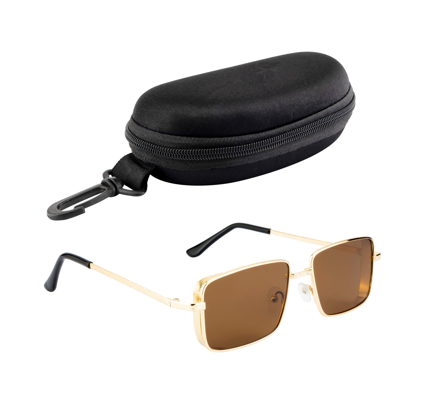 Clark N Palmer Gold Frame Rectangular Sunglasses