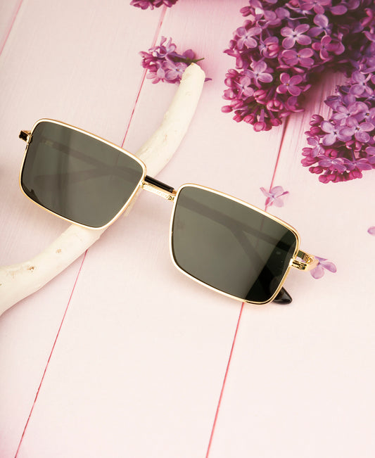 Clark N Palmer Gold Frame Rectangular Sunglasses