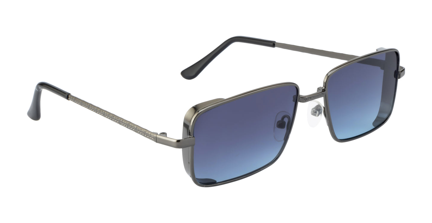 Clark N Palmer Gunmetal Rectangular Sunglasses – Cool Grey Lens