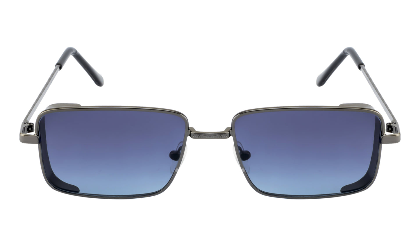 Clark N Palmer Gunmetal Rectangular Sunglasses – Cool Grey Lens
