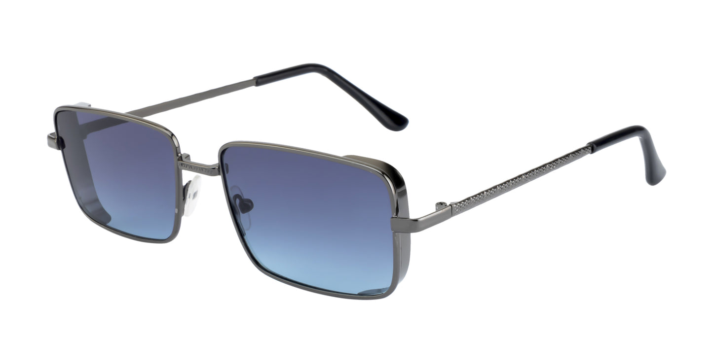 Clark N Palmer Gunmetal Rectangular Sunglasses – Cool Grey Lens