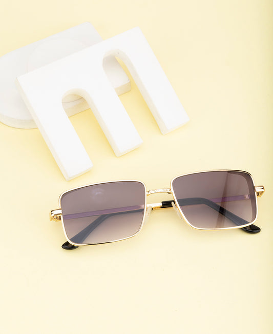 Clark N Palmer Gold Rectangular Sunglasses Smoke Gradient Lens