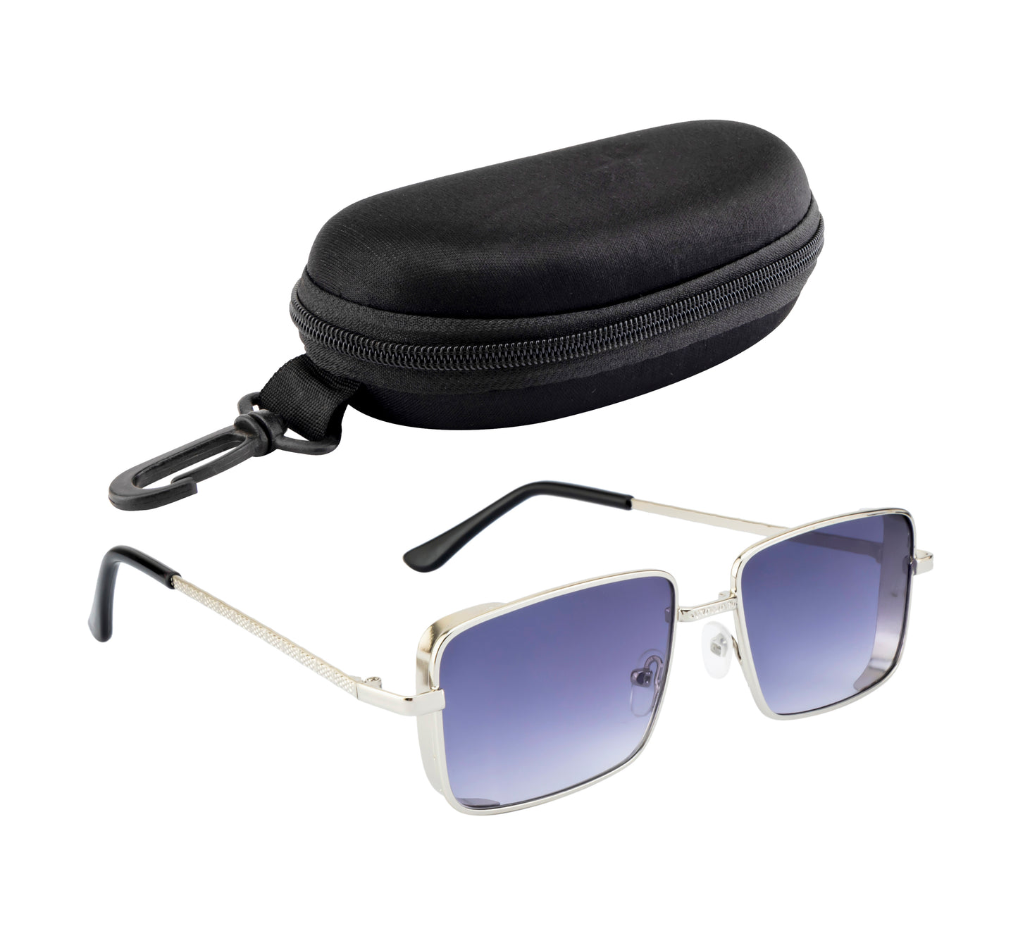 Clark N Palmer Gold Rectangular Sunglasses Smoke Gradient Lens