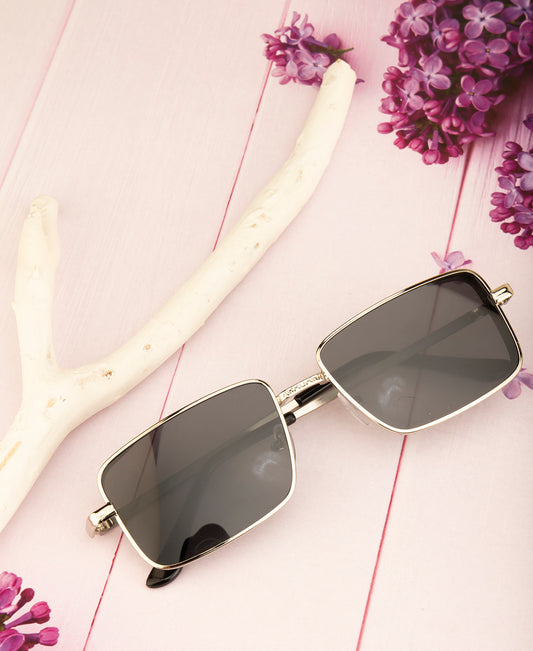 Clark N Palmer Silver Rectangular Sunglasses