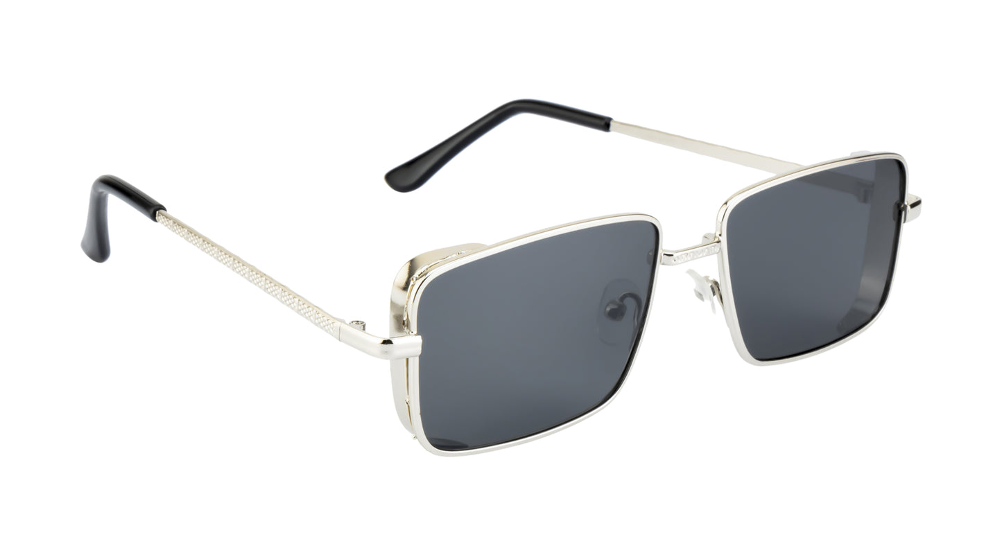 Clark N Palmer Silver Rectangular Sunglasses