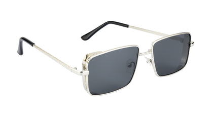 Clark N Palmer Silver Rectangular Sunglasses
