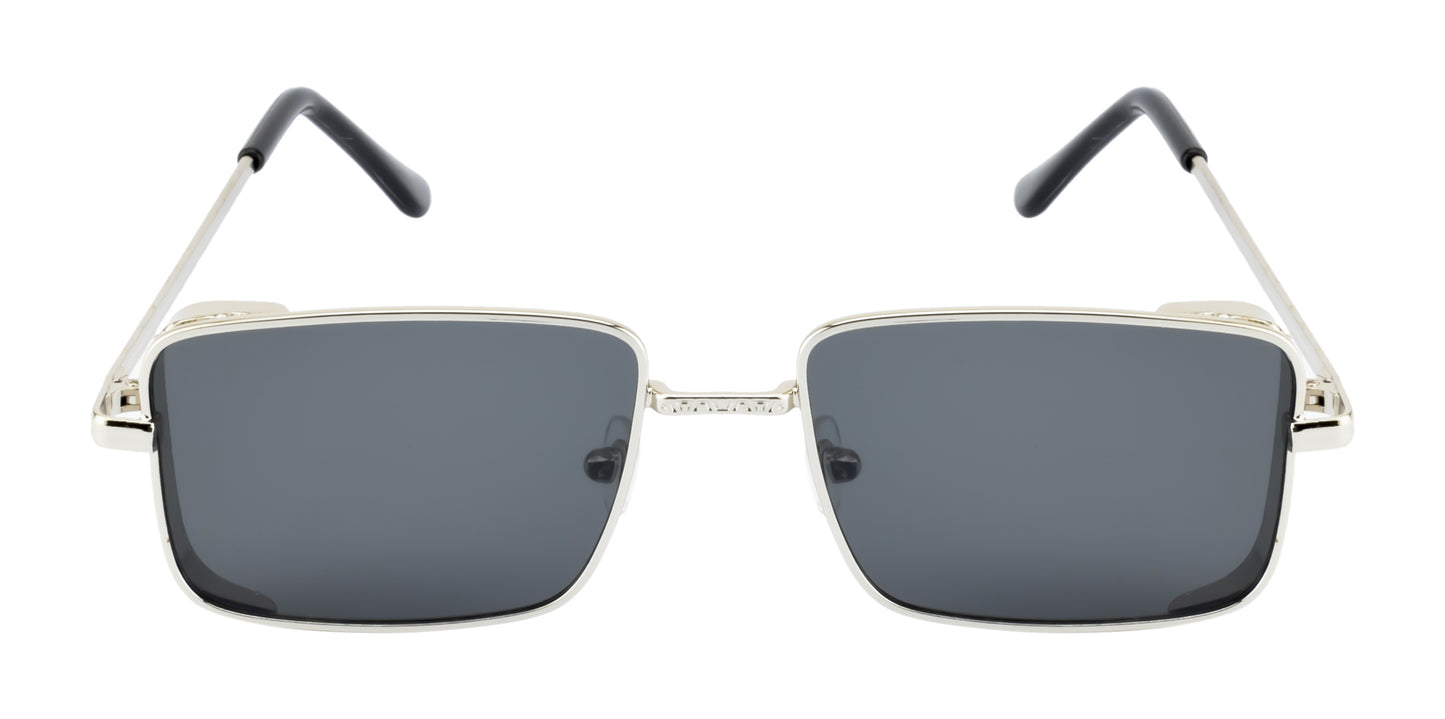 Clark N Palmer Silver Rectangular Sunglasses