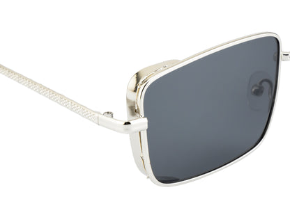 Clark N Palmer Silver Rectangular Sunglasses