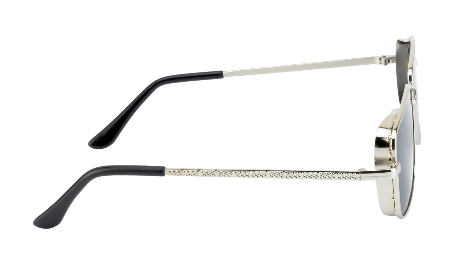 Clark N Palmer Silver Rectangular Sunglasses