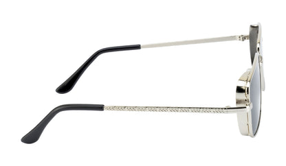 Clark N Palmer Silver Rectangular Sunglasses