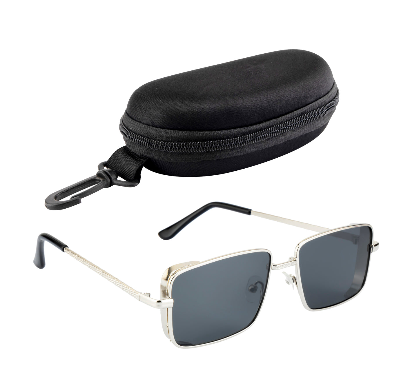 Clark N Palmer Silver Rectangular Sunglasses