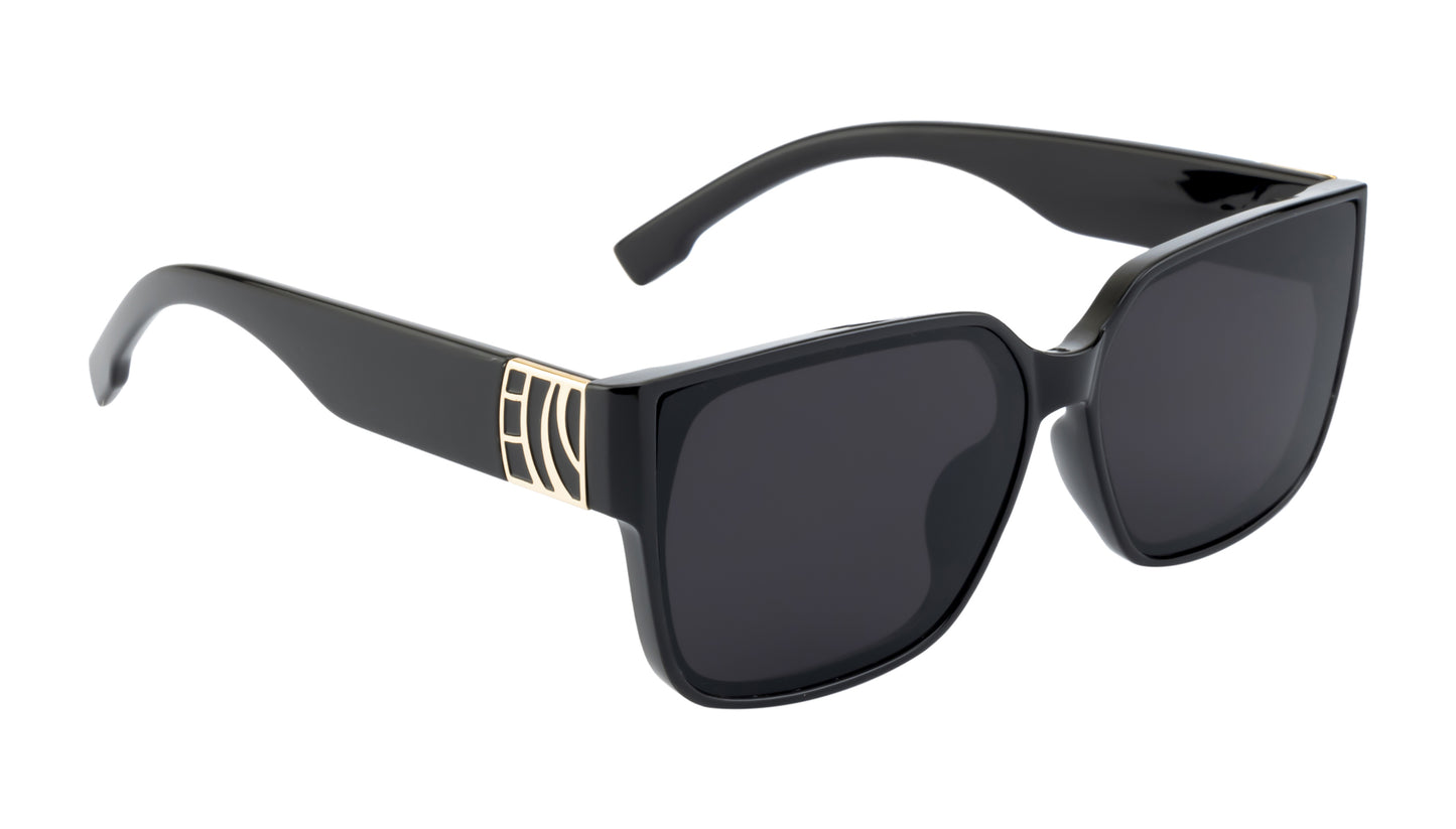 Clark N Palmer Oversized Matte Black Sunglasses