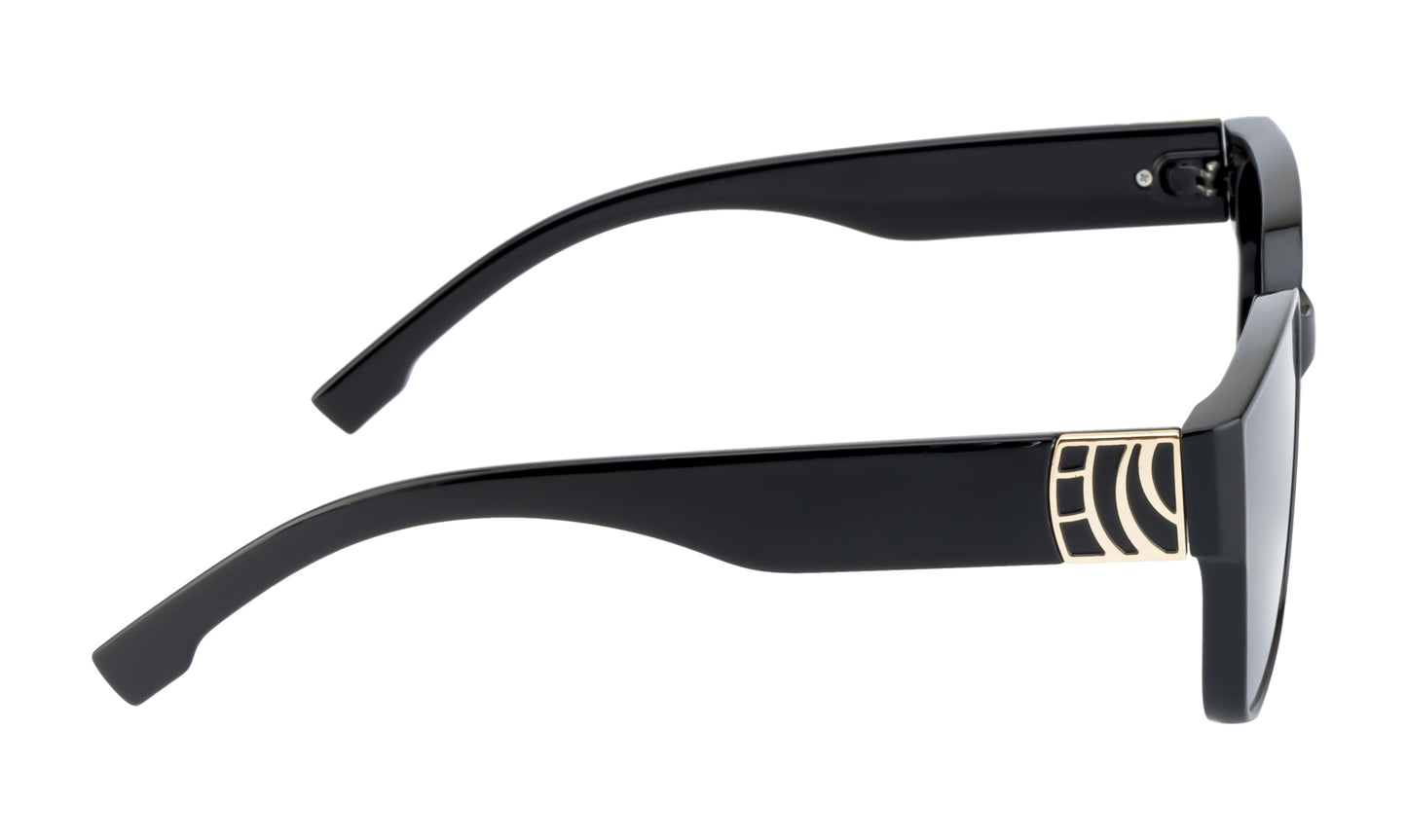 Clark N Palmer Oversized Matte Black Sunglasses
