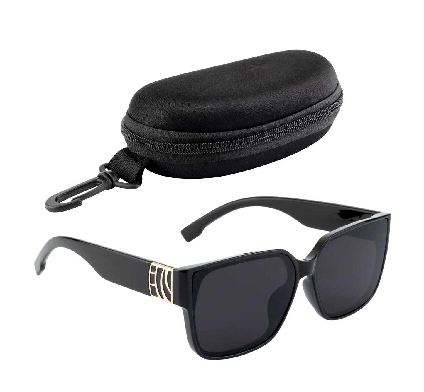Clark N Palmer Oversized Matte Black Sunglasses